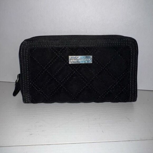 Vera Bradley Handbags - Vera Bradley Black Quilted Wallet Zebra Print Interior Multi Compartment Bag